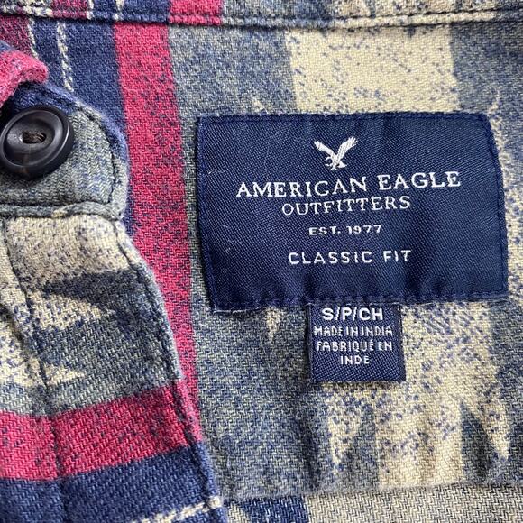 American Eagle Outfitters Aztec Flannel Shirt Shacket Men S Navy Southwestern - Picture 5 of 10